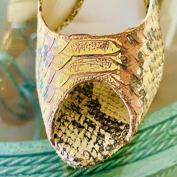 Christian Dior Python Leather Embossed Peep Toe Shoes - Picture 11 of 16